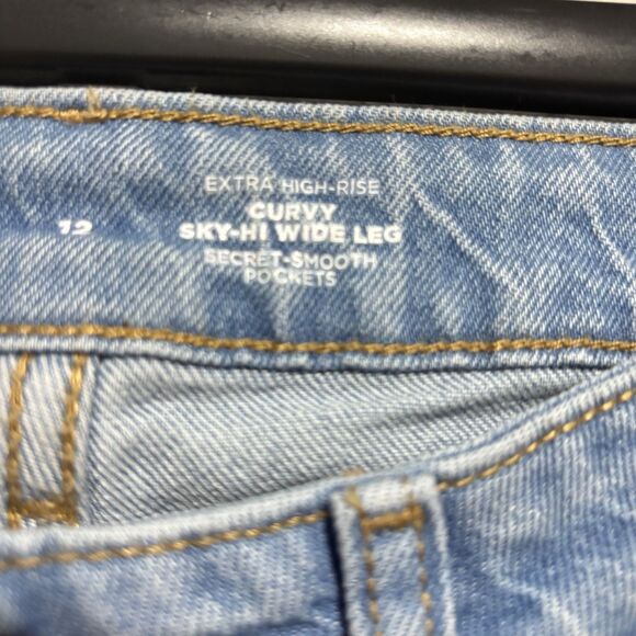 Old Navy Jeans Womens 12 Light Wash Extra High Rise Sky Hi Wide Leg Stretch NWT - Picture 8 of 12